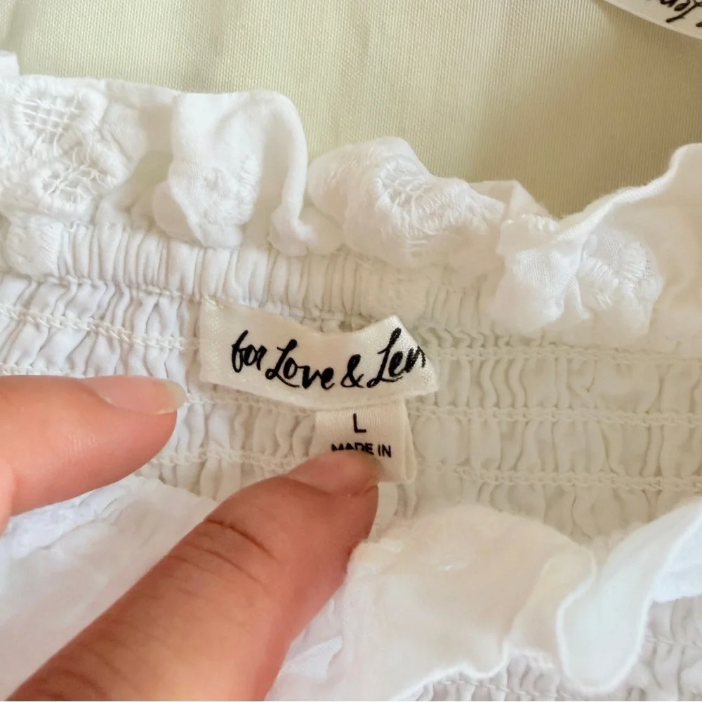 For Love and Lemons- Addison Blouse Size Large White Floral Puff Sleeve